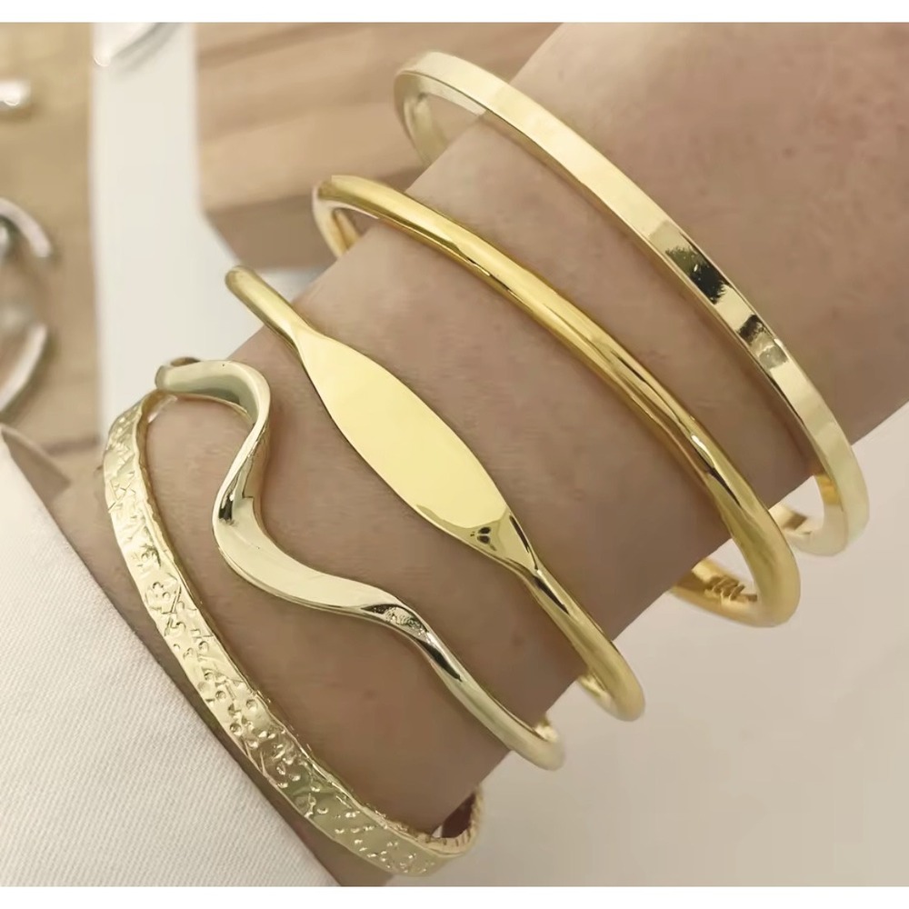 NEW Gold Plated Sterling Bar Cuff Bracelet Jewelry Minimalist Open Bangle
